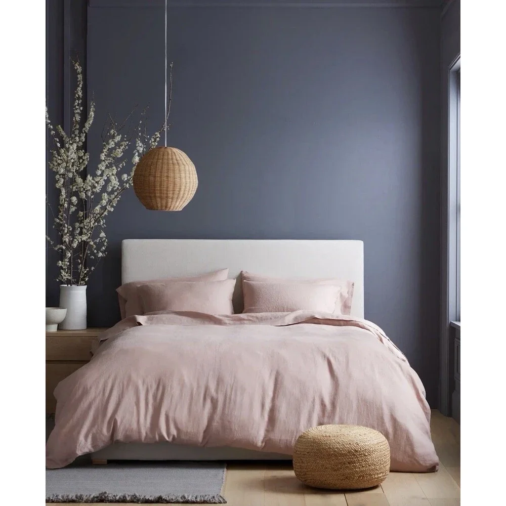 Quince European Linen Duvet Cover Set King Cal King Dusty Mauve New $215 Retail